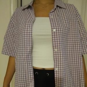 Red white and blue short sleeve button up